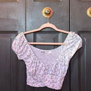 Pacsun White Floral Crop Top